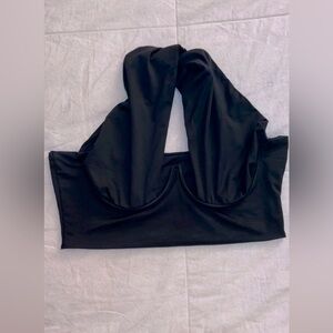 Black Bandeau with Halter Style and Molded Cups